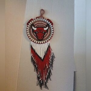 Handmade CHICAGO Bulls BEADed Dreamcatcher Red White & Black